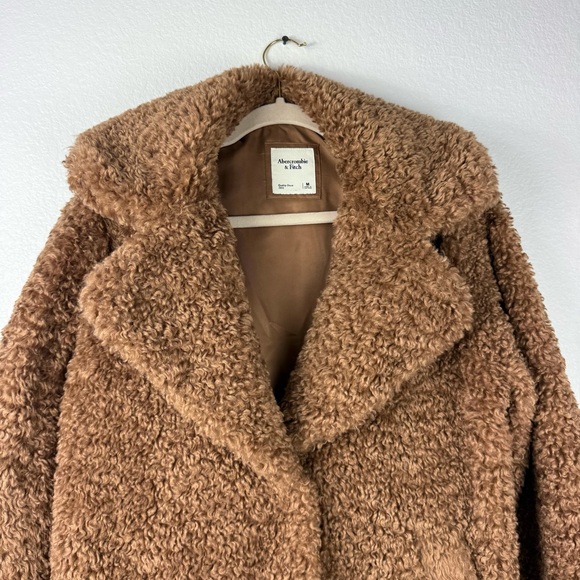Abercrombie & Fitch Brown Teddy Jacket with Textured Material size M - Picture 2 of 9